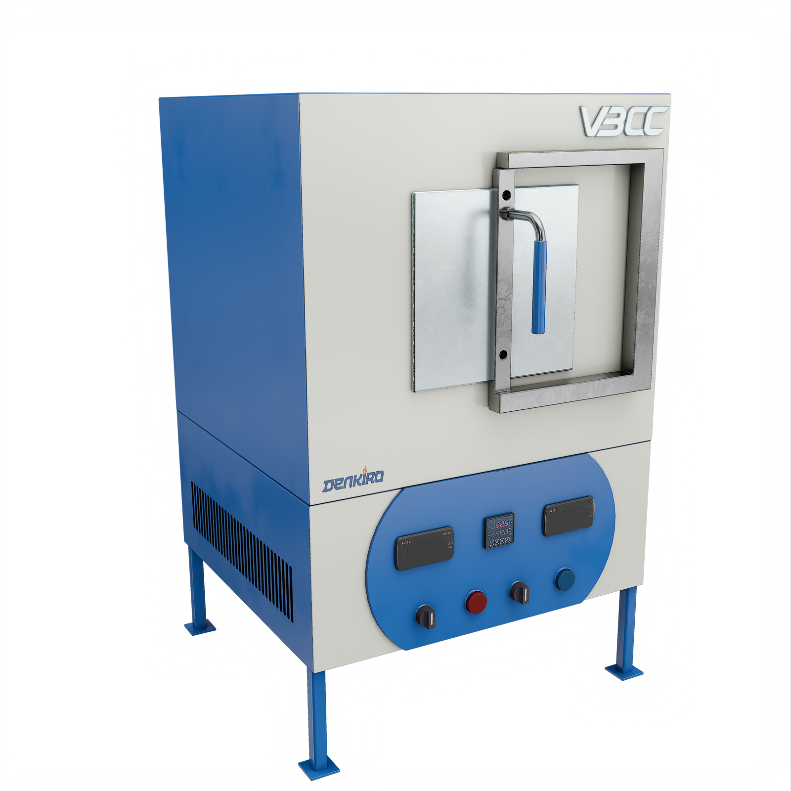 A high-performance laboratory box furnace, featuring a sturdy exterior and precise temperature controls.