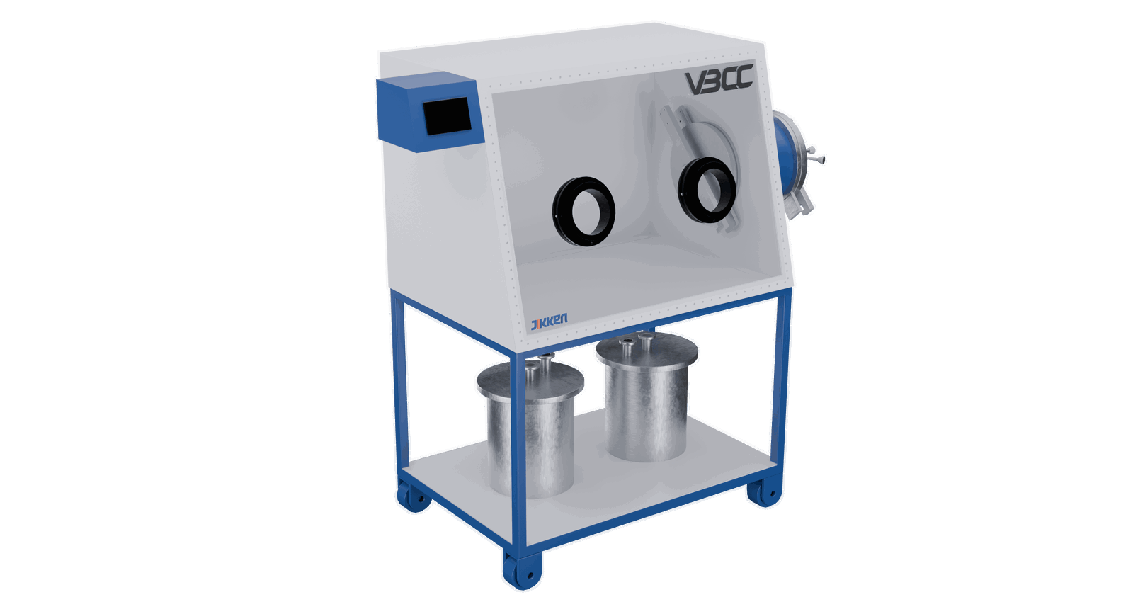 Engineered glove box (1200 x 900 x 800 mm) for optimal workspace, ideal for processing air-sensitive materials with enhanced visibility